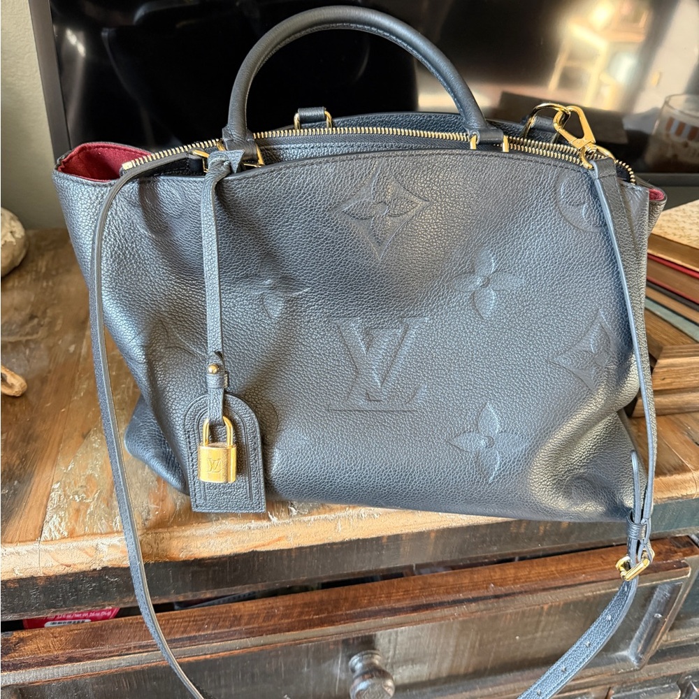 Louis Vuitton Black Grand Palais MM Satchel with Gold Accents